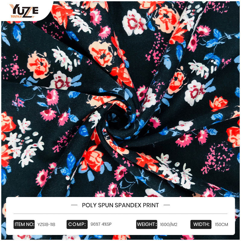 YZS18-118 Poly Spun Spandex Druck