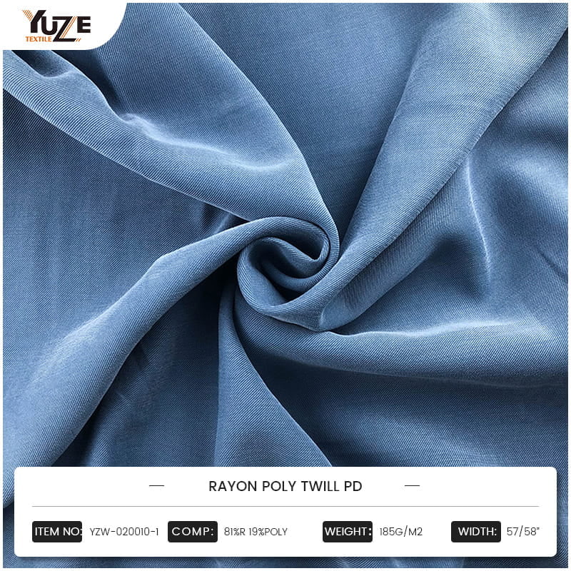 Wählen Sie hochwertige Rohstoffe aus, um High-End-Stoffe zu erstellen: Materialvorteile von YZW-020010-1 Rayon Poly Twill PD