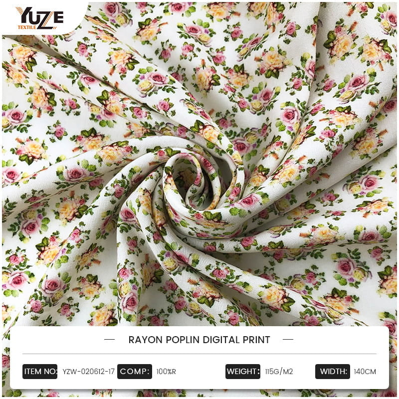 YZW-020612-17 Rayon Poplin Digitaldruck