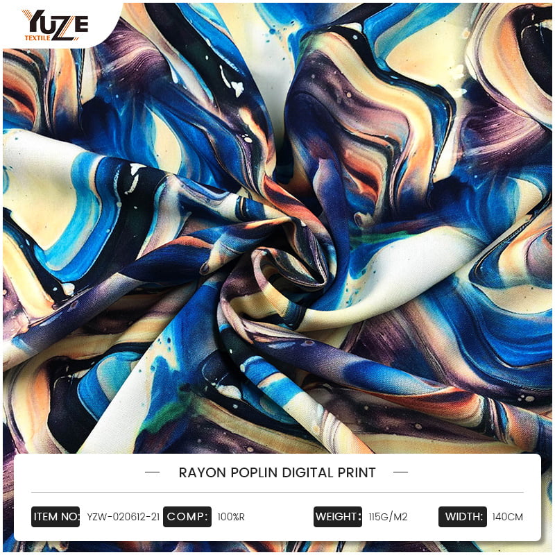 YZW-020612-21 Rayon Poplin Digitaldruck