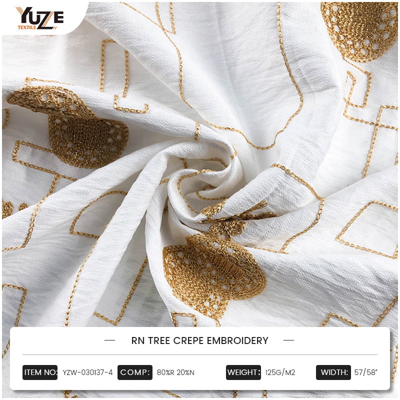 YZW-030137-4 RN Tree Crepe Stickerei